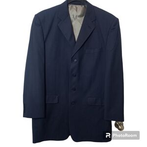 Stacy Adams Gold Label Size 44L Dark Blue Blazer Suit Jacket Coat